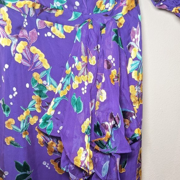 NWT Saloni Olivia Silk Chiffon Violet Dress - Picture 9 of 16